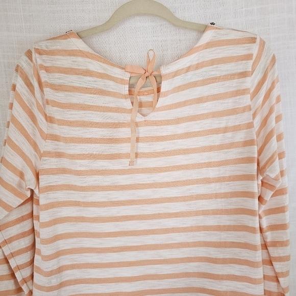 Chico's Striped Embellished Crew Neck 3/4 Sleeves Women's Top Size 1 - Picture 6 of 7